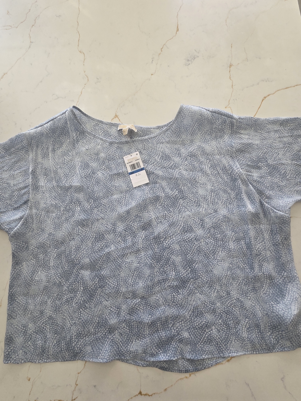 XL Michael Kors Light Blue Patterned Short Sleeve Tee